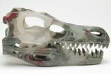 Carved Bloodstone (Heliotrope) Dinosaur Skull #208839-1